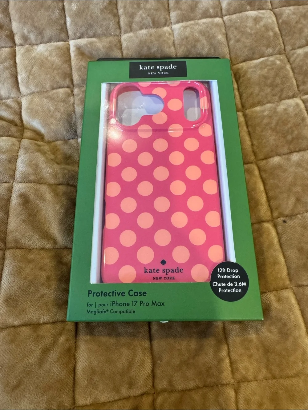 kate spade Pink with coral Polka Dot iPhone 17 pro max Case pretty & practical 💕